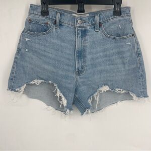 NEW Abercrombie Fitch 10 4” Mom Short High Rise Blue Jeans Denim Ripped Shorts